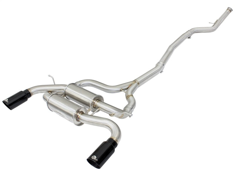 aFe MACHForce XP SS-304 Black Tip 2.5in Dia Cat Back Exhaust 12-14 BMW 335i (F30) 3.0L (t) 49-36326-B