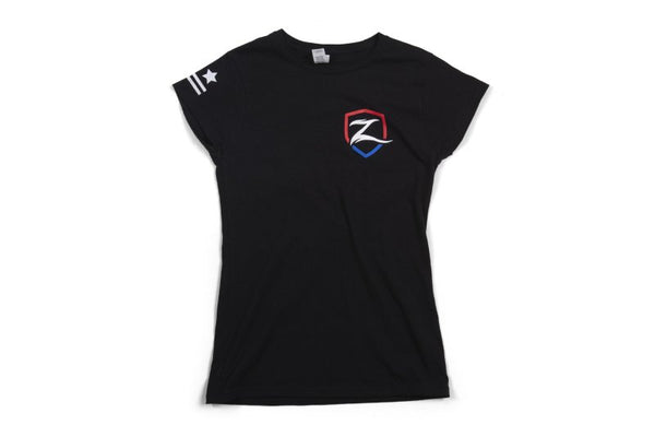 Zone Black Premium Cotton T-shirt W/ Patriotic Logos Womens S U9164S
