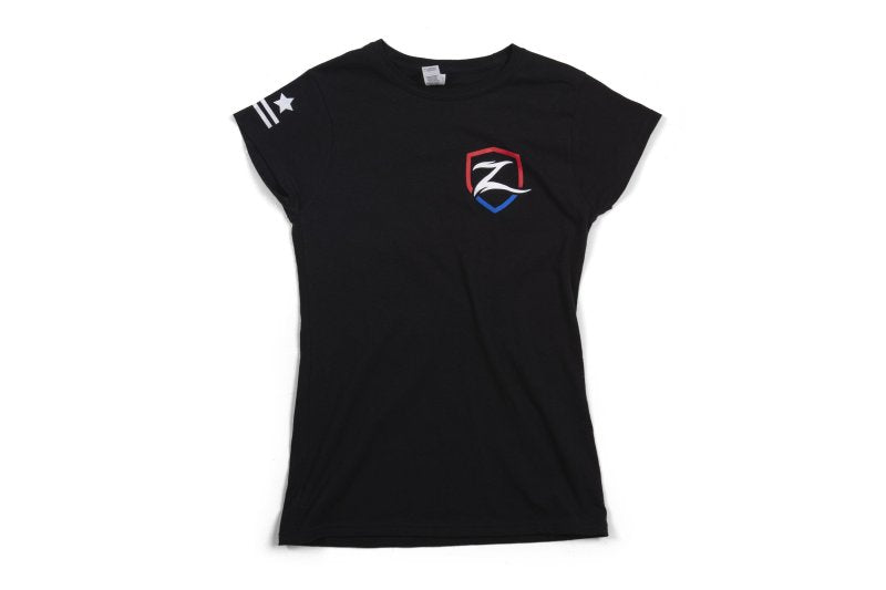 ZONE  Black premium cotton t-shirt with Patriotic Zone Logos - Womens