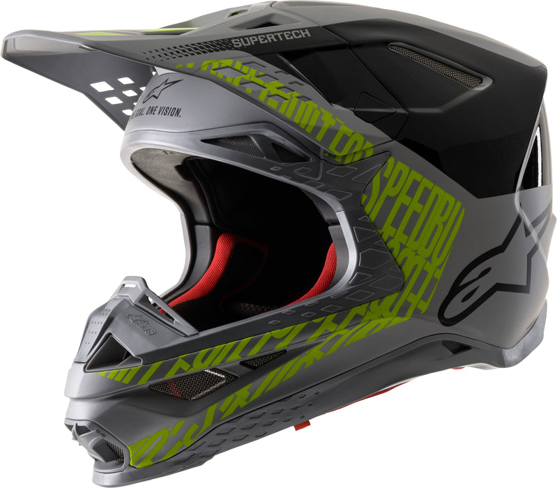 Alpinestars 8301319-1955-XS S.Tech S-M8 Triple Helmet Silver/Black/Yellow Fluo Xs