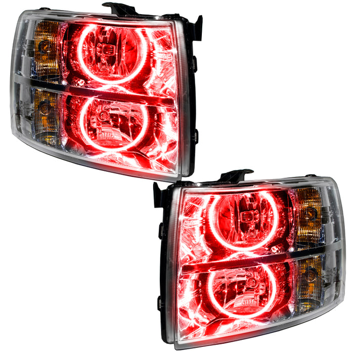 Oracle Lighting 07-13 Chevrolet Silverado Pre-Assembled LED Halo Headlights-Red SEE WARRANTY 7007-003