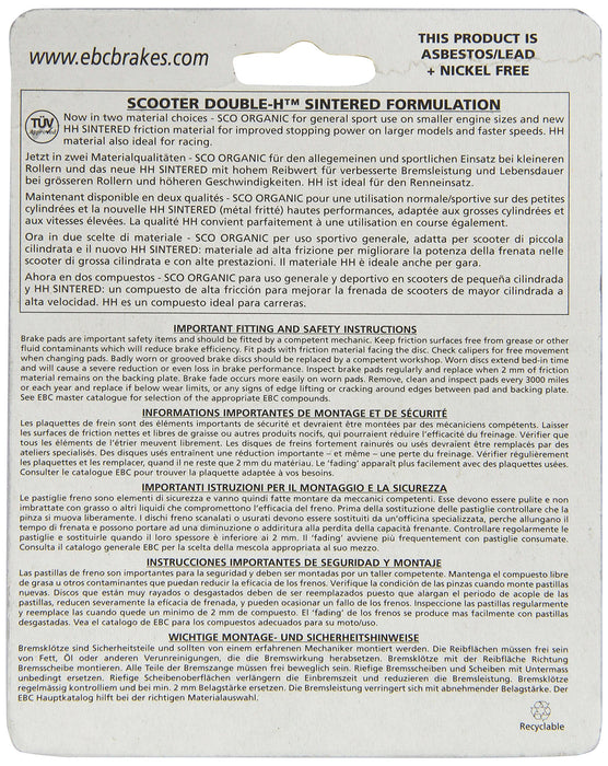 EBC Brakes SFA193HH Sintered Scooter Brake Pad