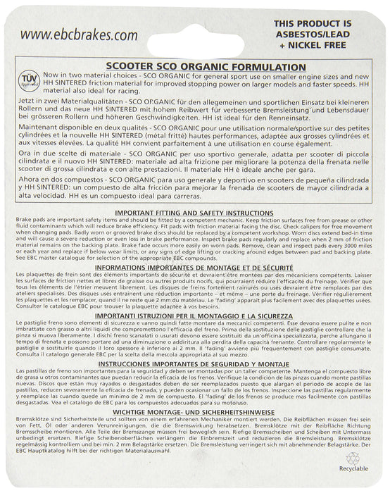EBC Brakes SFA305 Standard Scooter Brake Pad