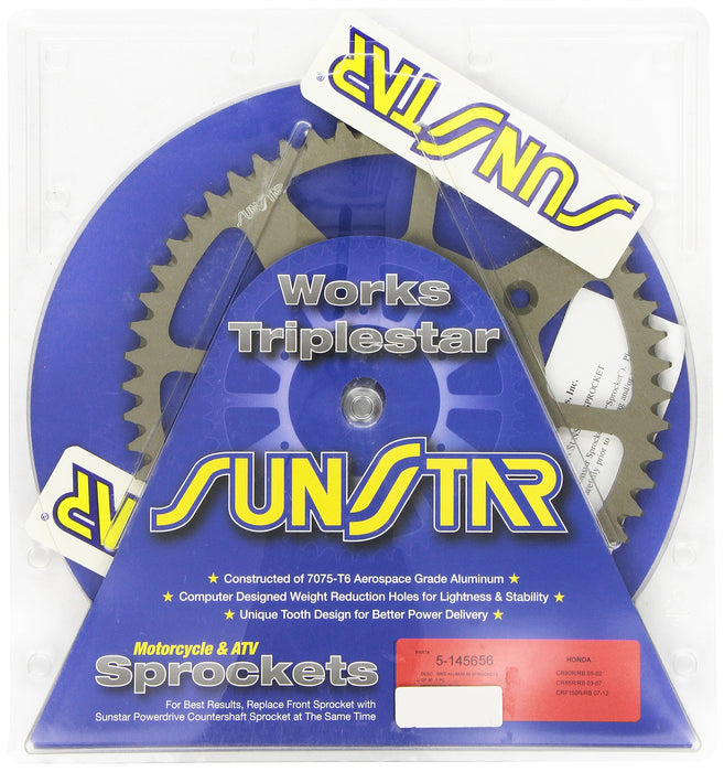 Sunstar 5-145656 Works Triplestar 56-Teeth 420 Chain Size Rear Aluminum Sprocket