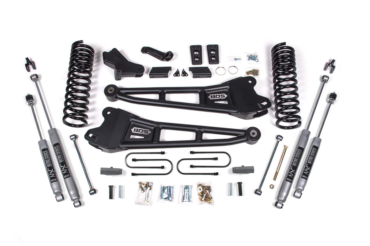BDS 2013-2018 Fits RAM 3500 4WD 4" Radius Arm Suspension Lift Kit, 3" Rear, Block, Diesel W/o Air Ride FOX 2.0 Ifp Ps Shocks 1794FS