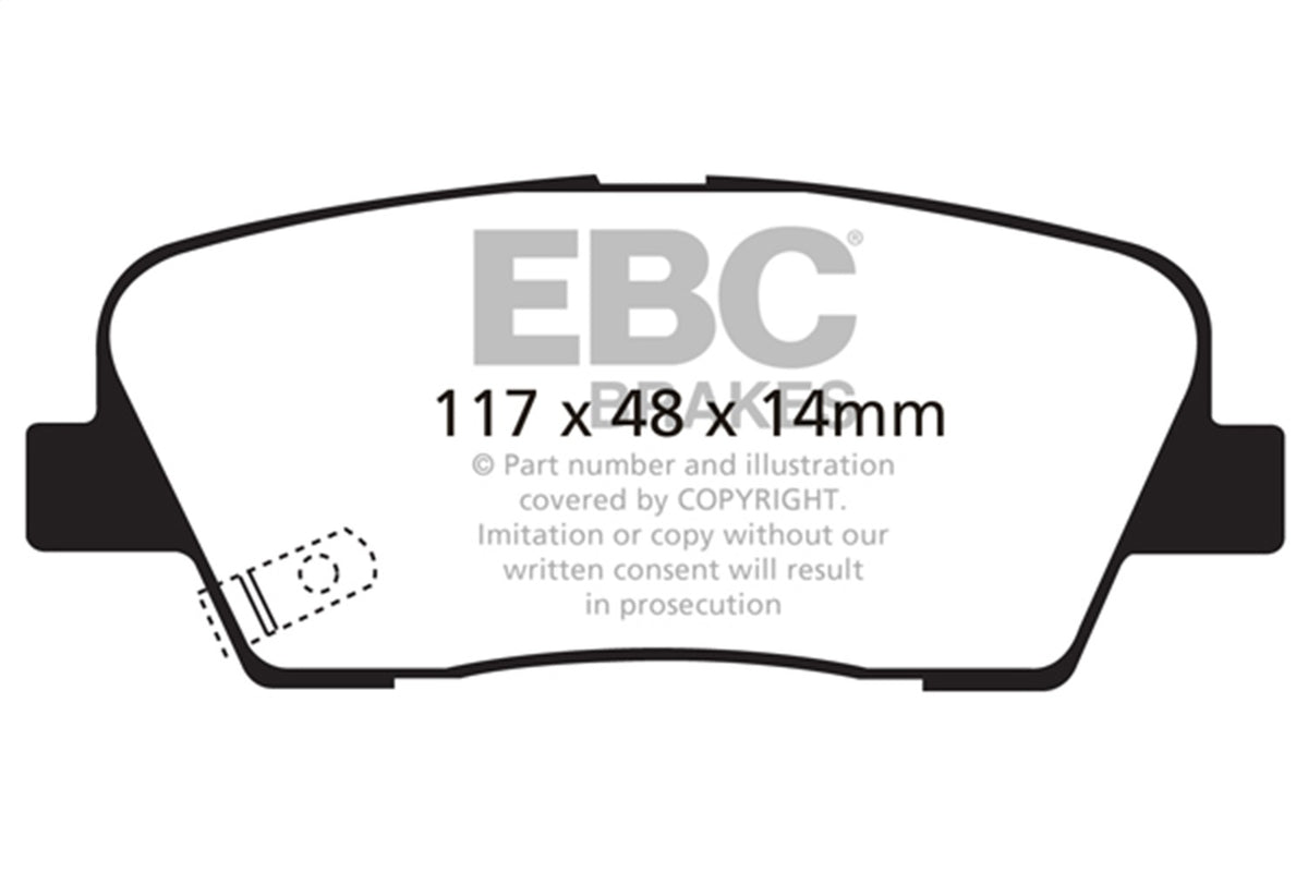 EBC 2009-2016 Fits Hyundai Genesis Coupe 2.0L Turbo Ultimax2 Rear Brake Pads UD1387