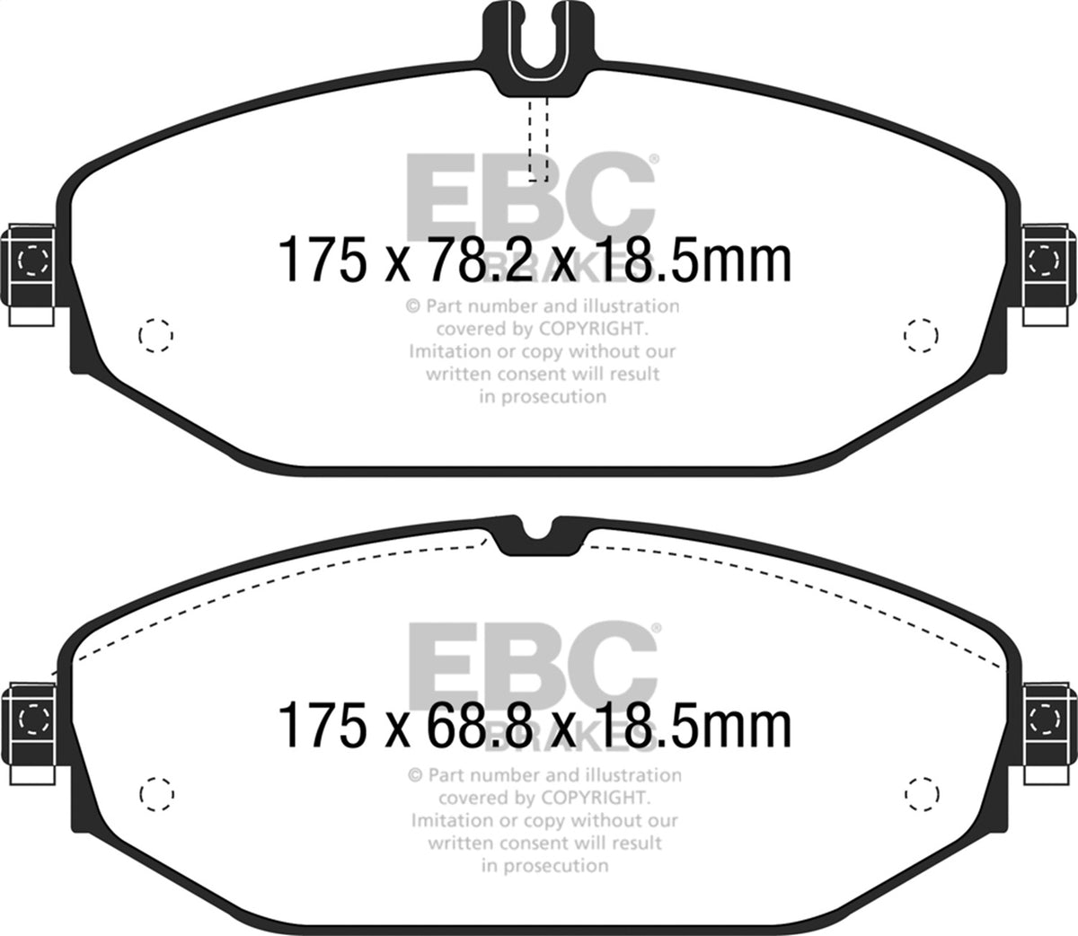 EBC 15+ Fits Mercedes-Benz C300 (W205) 2.0 Turbo Ultimax2 Front Brake Pads UD1794