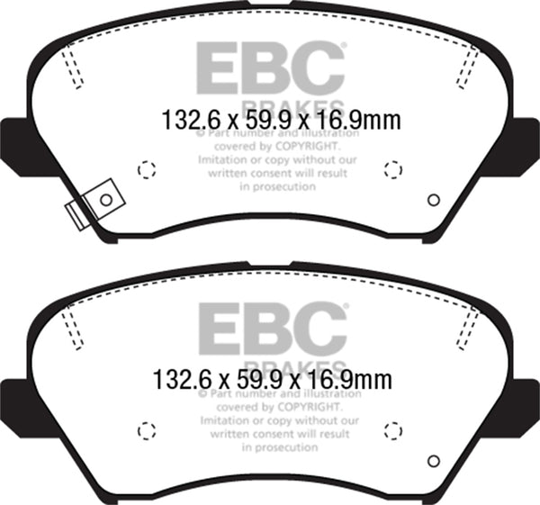 EBC 2017 Fits Hyundai Elantra GT 2.0L Yellowstuff Front Brake Pads DP42232R