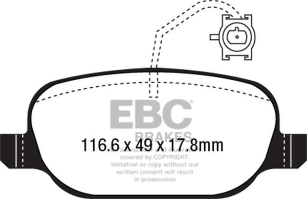 EBC 2014+ Alfa Romeo 4C 1.75L Turbo Yellowstuff Rear Brake Pads DP42236R