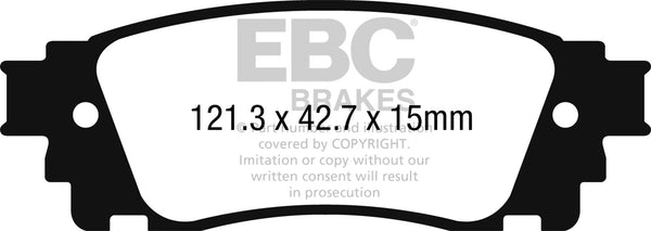 EBC 2017+ Fits Toyota C-Hr 2.0L Yellowstuff Rear Brake Pads DP42262R