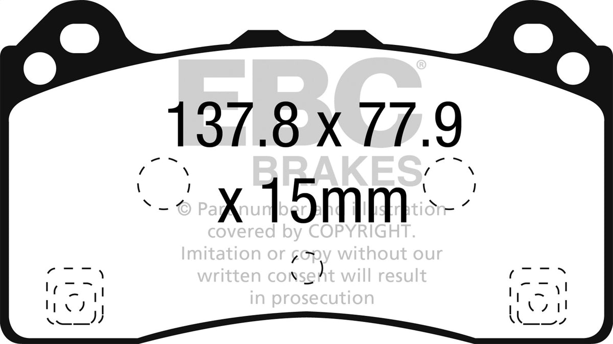 EBC 2016-2017 Fits Ford Focus RS Front Greenstuff Brake Pads DP22274