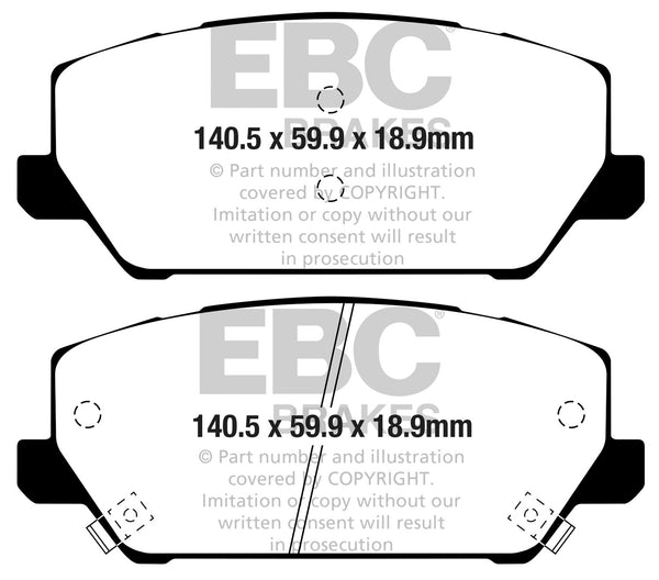 EBC 2019+ Fits Hyundai Veloster N (2nd Gen) 2.0L Turbo Yellowstuff Front Brake Pads DP42343R