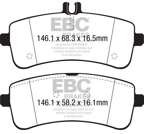EBC 2015+ Fits Mercedes-Benz C63 AMG (W205) Yellowstuff Rear Brake Pads DP42350R