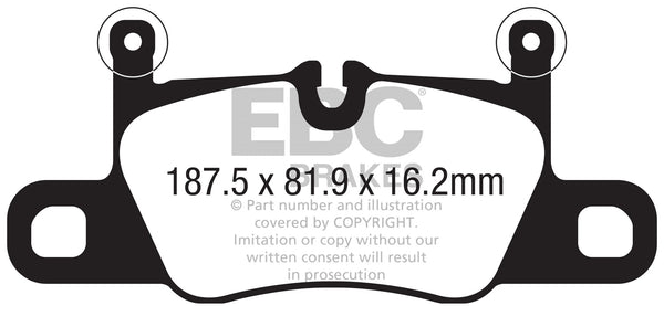 EBC 2016+ Fits Porsche 911 (991/2 W/Cast Iron Rotors) 3.0TT Carrera Yellowstuff Rear Brake Pads DP42371R