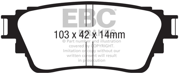 EBC 18-21 Fits Mitsubishi Outlander Yellowstuff Rear Brake Pads DP42376R