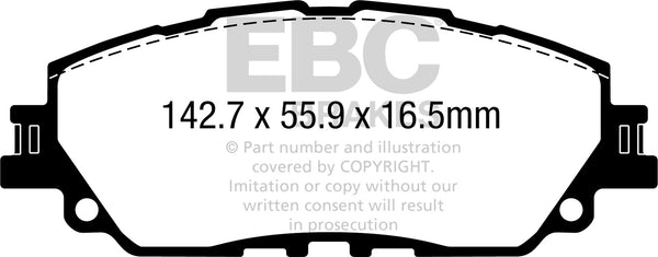 EBC 2019+ Fits Lexus ES300H 2.5L Hybrid Yellowstuff Front Brake Pads DP42378R