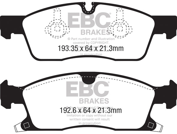 EBC 2016+ Fits Jeep Grand Cherokee 3.6L Yellowstuff Front Brake Pads DP42398R