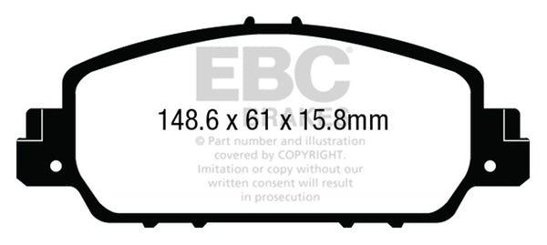 EBC 13+ Fits Honda Accord Coupe 2.4 Ex Ultimax2 Front Brake Pads UD1654
