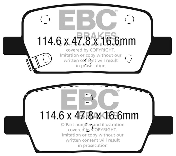 EBC 2016+ Fits Cadillac CT6 2.0L Turbo Ultimax2 Rear Brake Pads UD1914