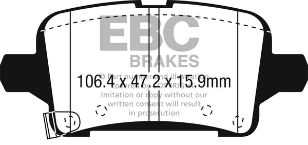 EBC 2016+ Fits Chevrolet Malibu 1.5L Turbo (Elec Pb) Greenstuff Rear Brake Pads DP23074