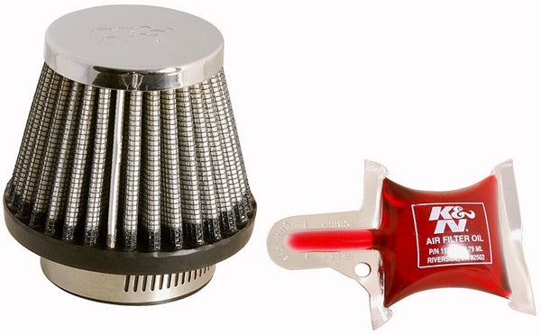 K&N Universal Chrome Filter Round Tapered 3in Base OD x 2in Top OD x 2.375in H RC-2490