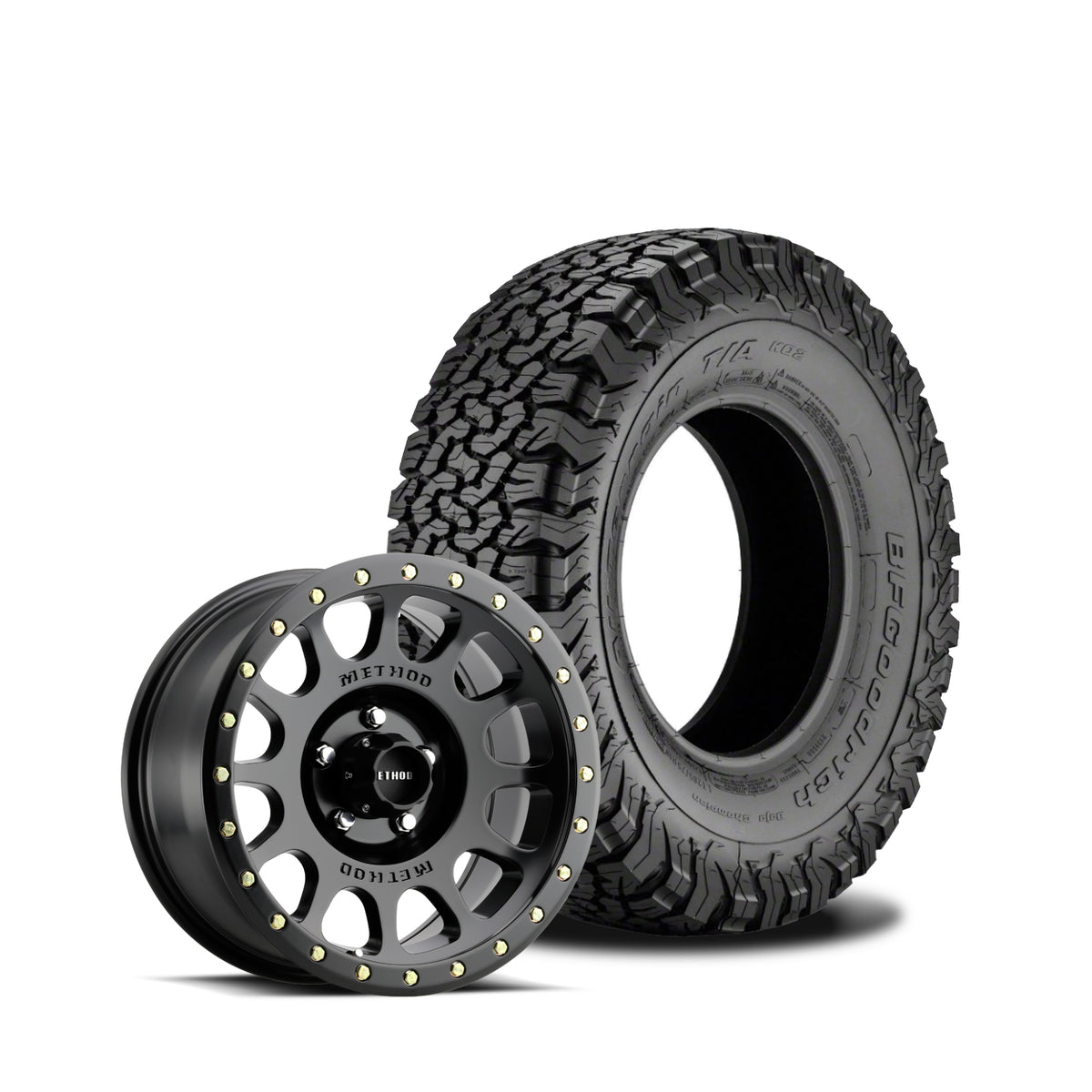 JKS Manufacturing Wheel and Tire Package - Method 305 Matte Black 17x8.5 5x5 +0mm with BFGoodrich All Terrain KO2 37X12.5