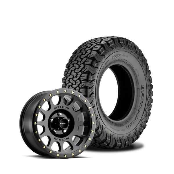 JKS Manufacturing Wheel and Tire Package - Method 305 Matte Black 17x8.5 5x5 +0mm with BFGoodrich All Terrain KO2 37X12.5