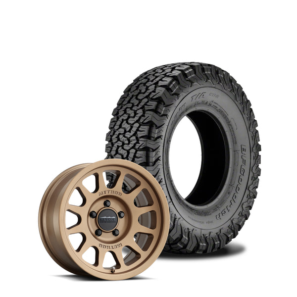 JKS Manufacturing Wheel and Tire Package - Method 703 Machined Bronze 17x8.5 5x5 +0mm with BFGoodrich All Terrain KO2 37X70R17