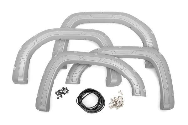Rough Country Defender Pocket Fender Flares Gan Silver Ice Metallic Fits GMC Sierra 1500 (19-23) A-G11950-GAN
