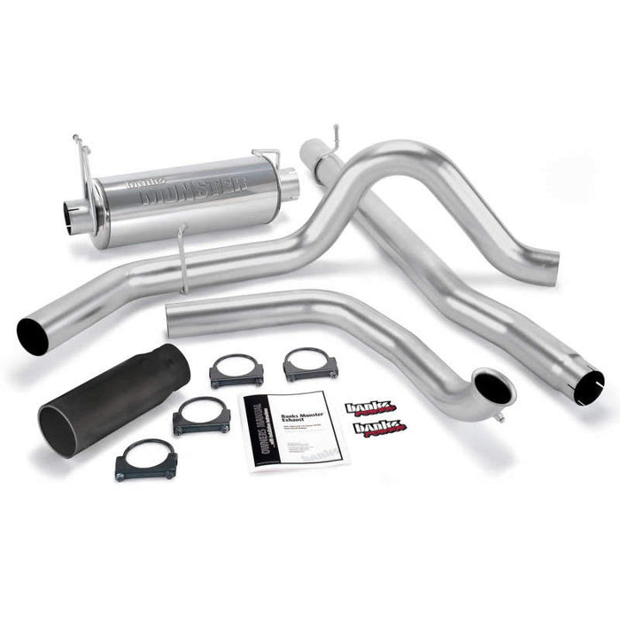 Banks Power 99 Ford 7.3L Truck w/Cat Conv Monster Exhaust System SS Single Exhaust w/ Black Tip 48655-B