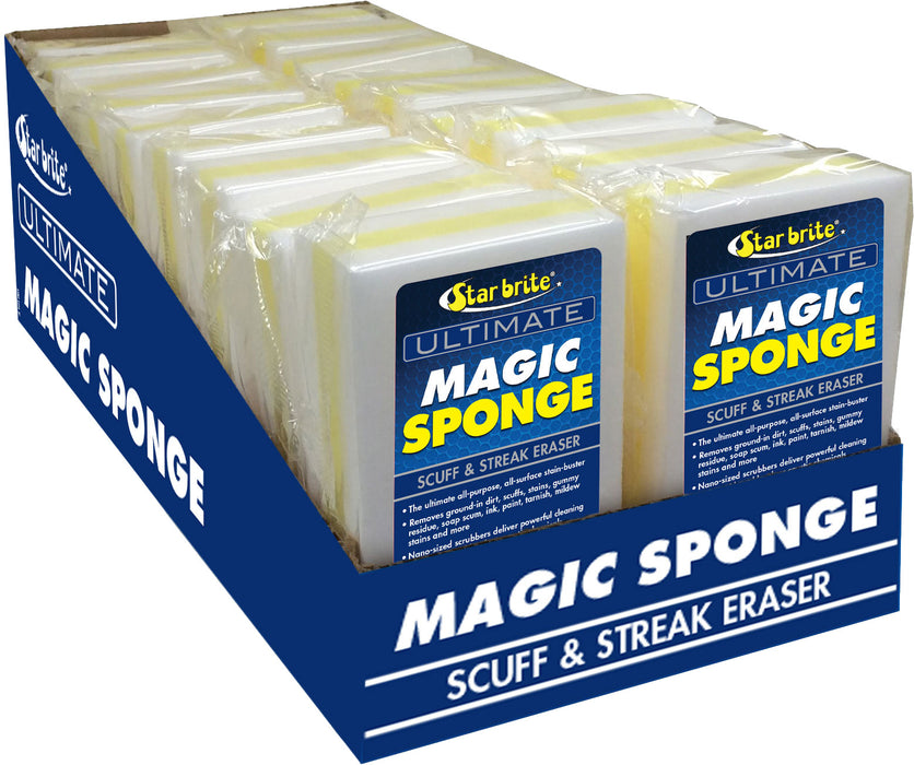 STAR BRITE Ultimate Magic Sponge 18 Pack Display - Boat Scuff Eraser Melamine Scrubber with Reinforced Core (041018)