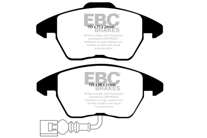 EBC 07-09 Audi TT 2.0 Turbo Ultimax2 Front Brake Pads UD1319