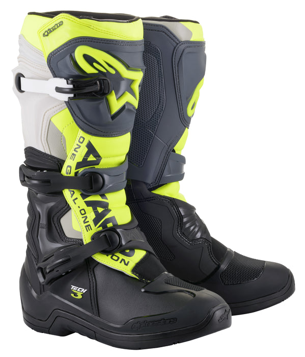 Alpinestars Tech 3 Boots Blk/Cool Grey/Ylw/Fluo (Size 6) (2013018-1055-6)