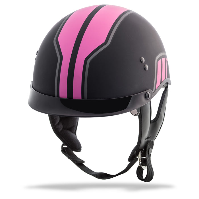 Gmax Hh-65 Half Helmet Full Dressed Twin Matte Black/Pink Md G9659405