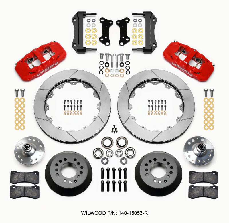 Wilwood AERO6 Front Hub Kit 15.00 Red 67-69 Camaro 64-72 Nova Chevelle 140-15053-R