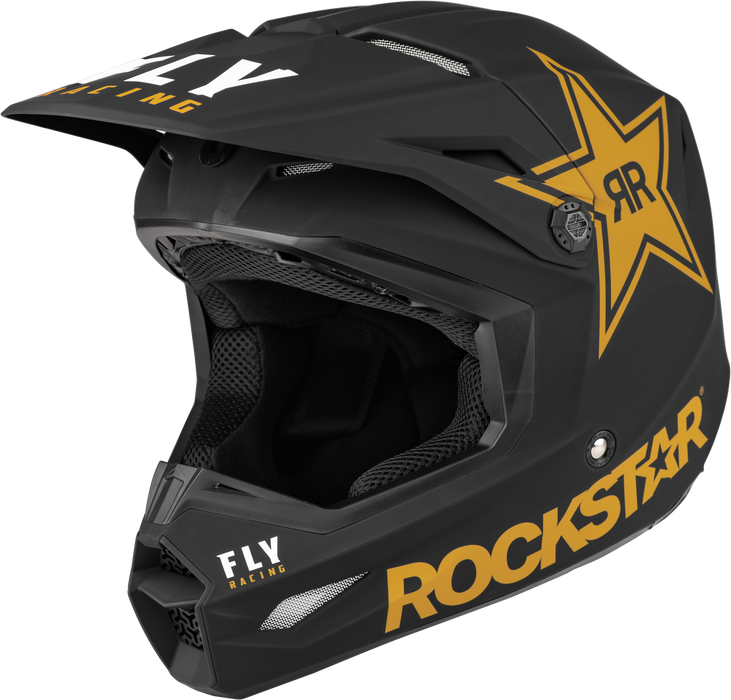 Fly Racing Kinetic Rockstar Helmet Matte Black/Gold 2X 73-33112X