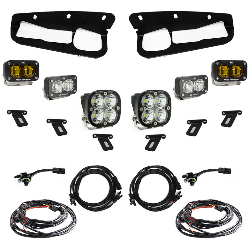 Baja Designs 21-22 Fits Ford Bronco W/Steel Bumper S2 SAE Sportsmen Fog Pocket Light Kit Amber 448178