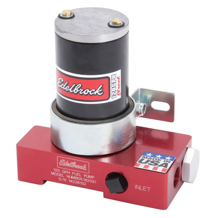 Edelbrock Fuel Pump Electric Quiet-Flo Carbureted 120GPH 3/8In In 3/8In Out 120 GPH Red 182051