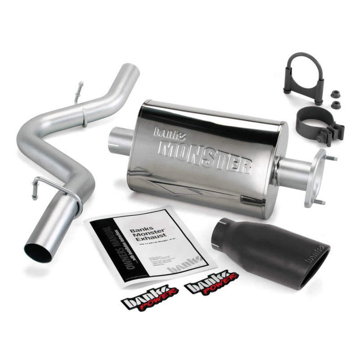 Banks Power 04-06 compatible with Jeep 4.0L Wrangler Monster Exhaust System SS Single Exhaust w/ Black Tip 51314-B