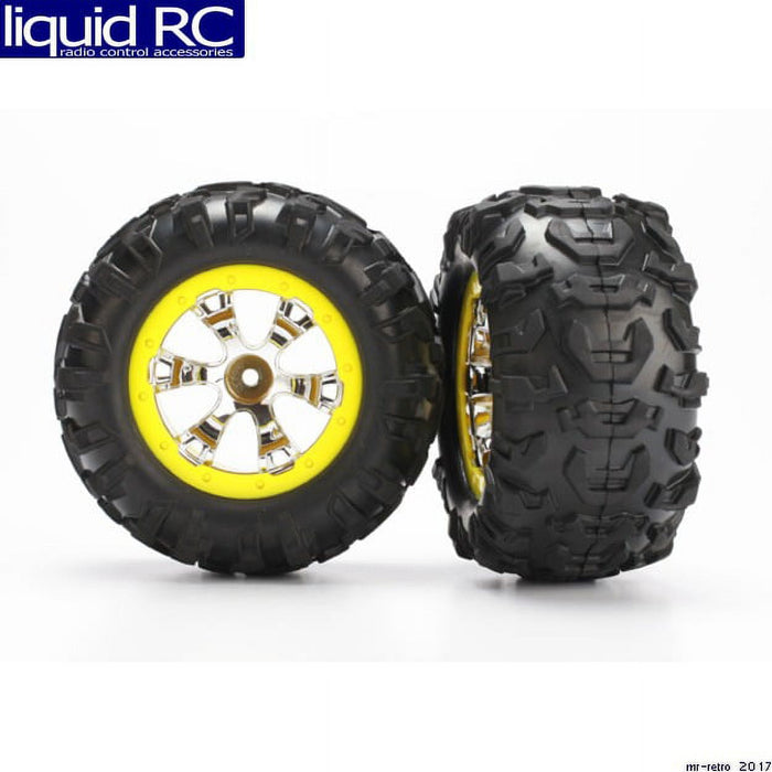 Traxxas 7276 Assembled Yellow Beadlock 1/16 Summit Tires/Wheels (2)