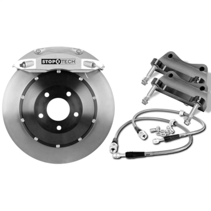 StopTech 15 Audi S3 / 15 Volkswagen Golf R Front BBK w/ Black ST-40 Caliper Slotted 355X32 2pc Rotor 83.896.4700.51