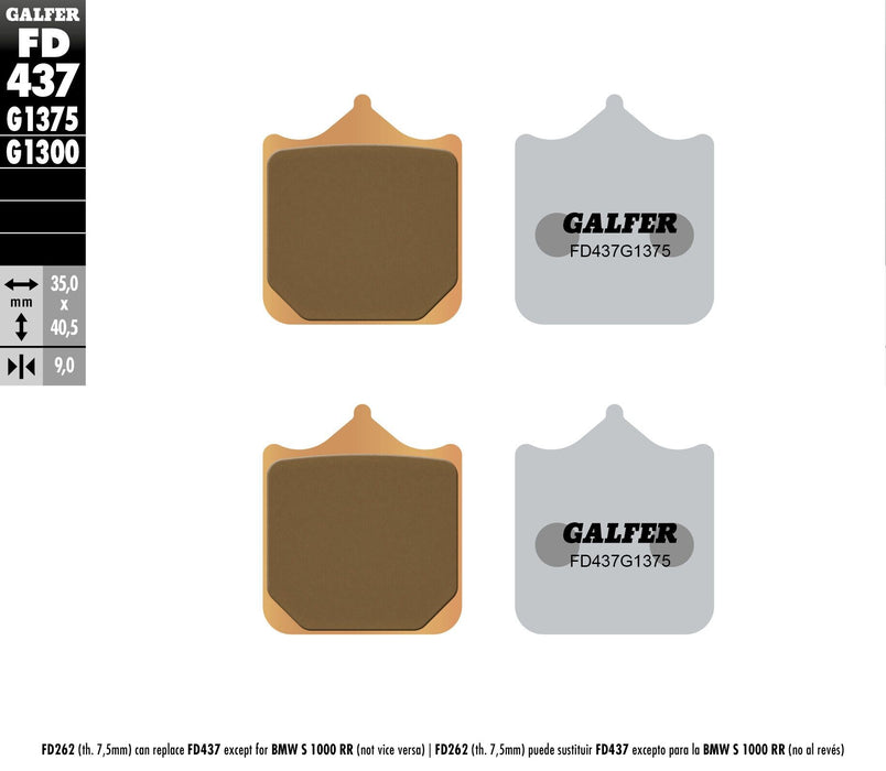 Galfer HH Sintered Ceramic Brake Pads (Front G1375) Compatible With 10-18 BMW S1000RR