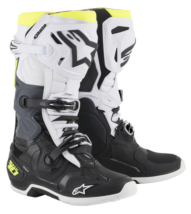 Alpinestars Tech 10 Boots Black/White/Yellow Size 07 (2010020-125-7)