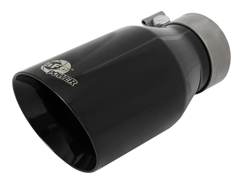 aFe MACH Force-Xp Univ 304 SS Double-Wall Clamp-On Exhaust Tip Black 3in Inlet 4.5in Outlet 49T30454-B092