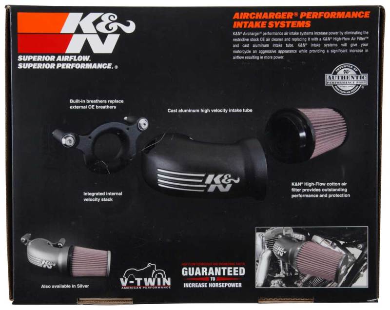 K&N 17-18 Harley Davidson Touring Models Performance Air Intake System Silver 57-1139S