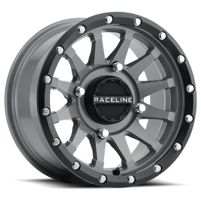 Full Set of Raceline Trophy Simulated Beadlock Wheels (4) Stealth Grey 14x7 / 4/137 (6+1) +38MM