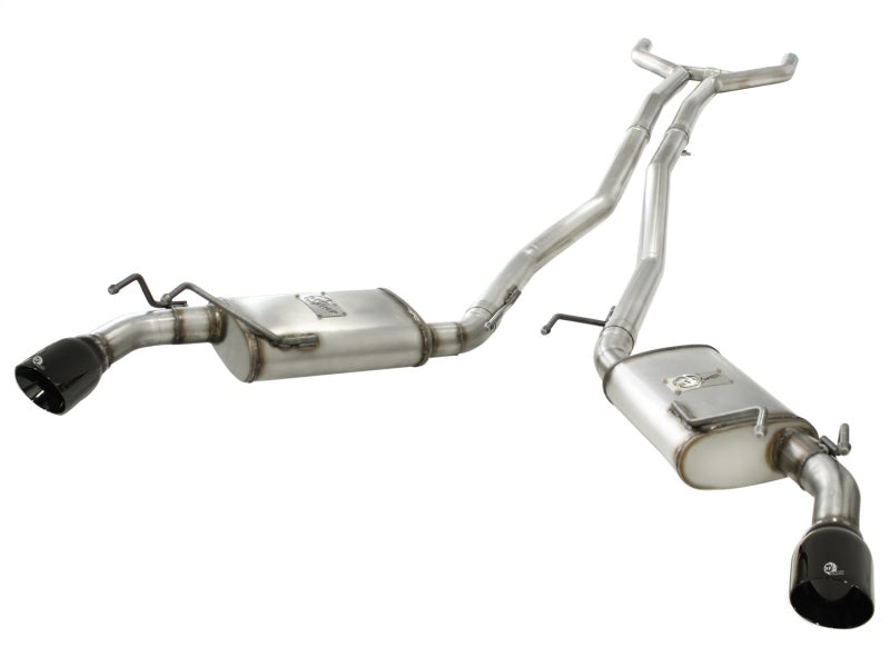 aFe MACHForce XP Exhaust 2.5in Stainless Steel CB/10-13 Chevy Camaro V6-3.6L (td) (gloss blk tip) 49-44042-B