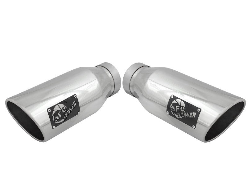 aFe Large Bore-HD 4in 409 Stainless Steel DPF-Back Exhaust w/Polished Tips 15-16 Ford Diesel Truck 49-43122-P