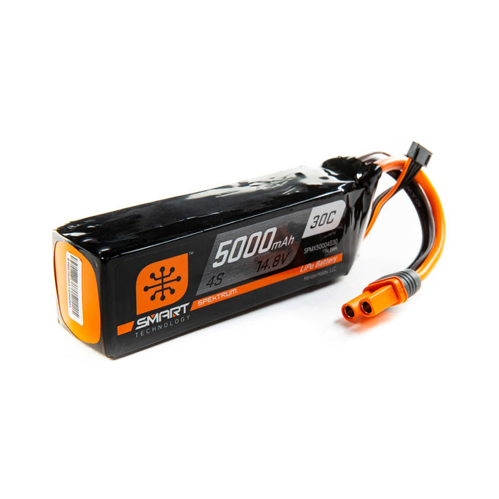 Spektrum SMART 5000mAh 4S 14.8V Smart LiPo 30C IC5 SPMX50004S30 Airplane Batteries