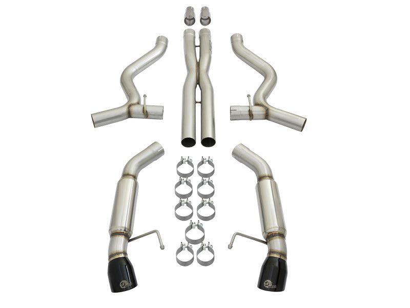 aFe MACHForce XP 3in 304 SS Sport Tone Cat-Back w/ Black Tips 15-17 Ford Mustang V6-3.7L/V8-5.0L 49-33088-B